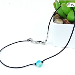 ☃️Tie-dye Bead Black Cord Choker Necklace